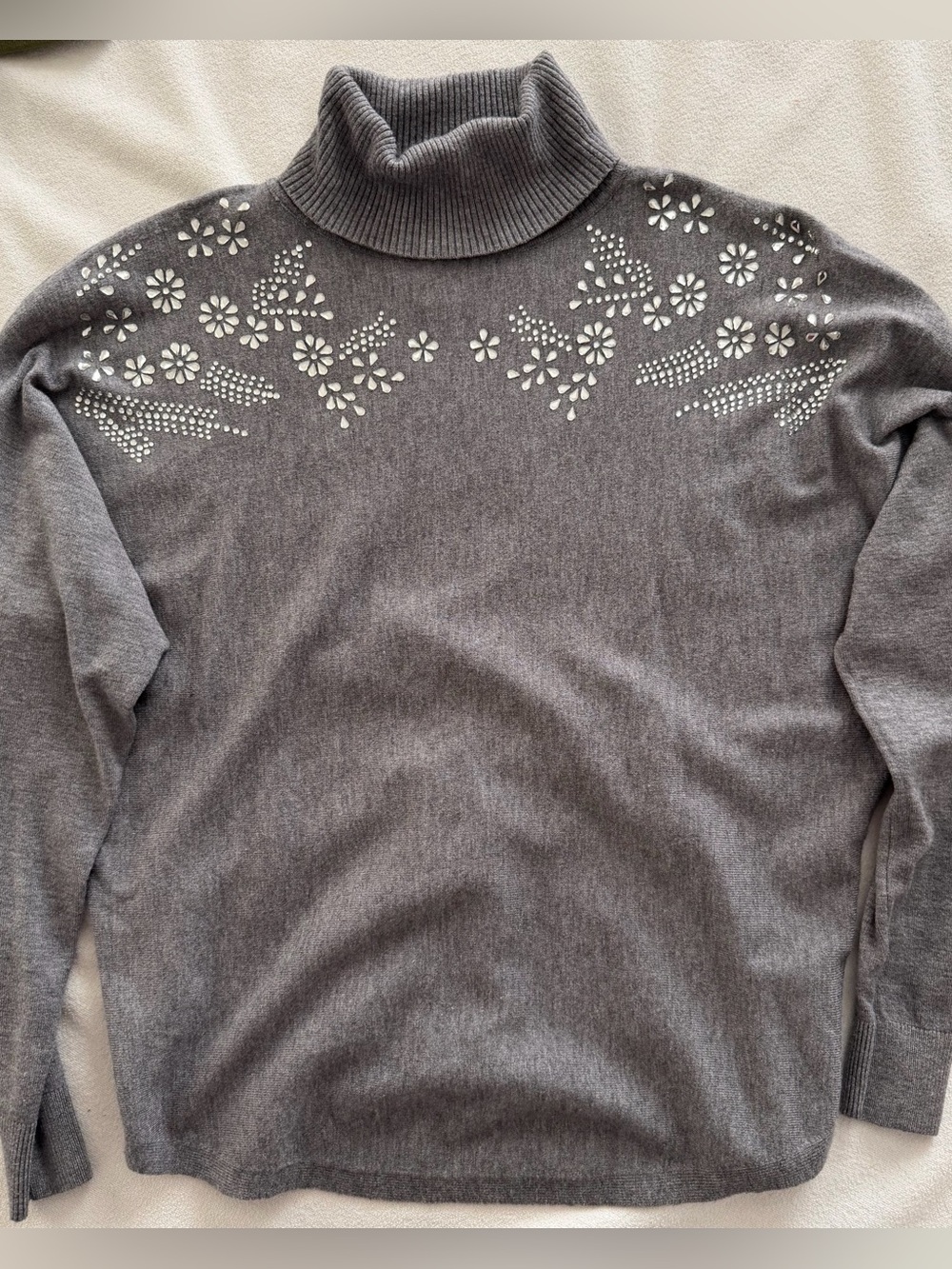LIV Milano Rhinestone Floral Embellished Sweater S